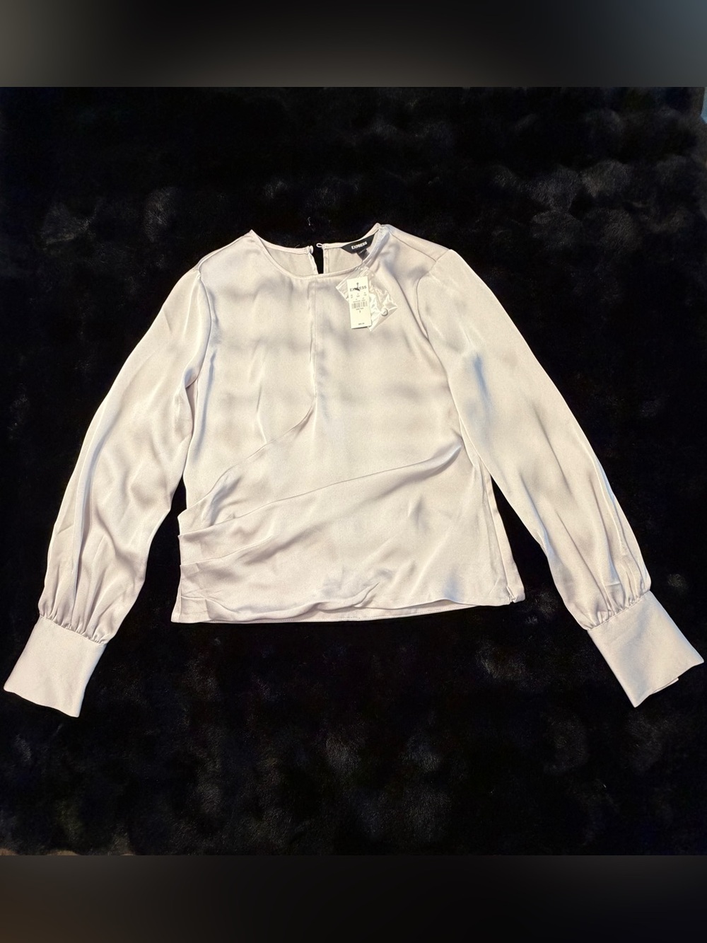 Express Long Sleeve Satin Blouse in silver
